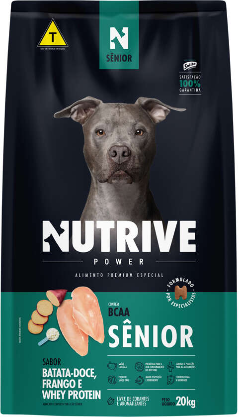 Ração Seca Nutrive Power Premium Especial para Cães Sênior sabor Frango e Proteínas - 20Kg