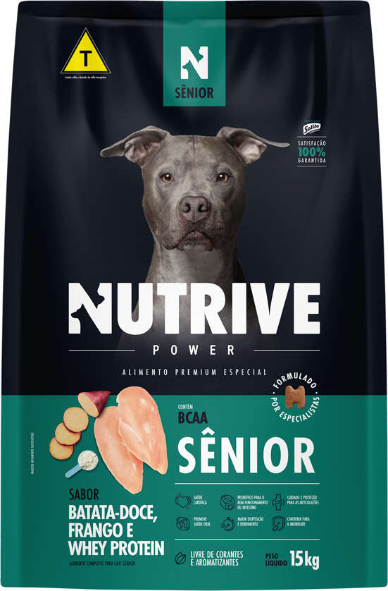 Ração Seca Nutrive Power Premium Especial para Cães Sênior sabor Frango e Proteínas - 15Kg