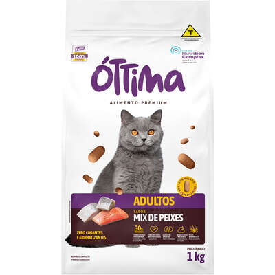 Ração Seca Óttima Premium para Gatos Adultos sabor Peixe