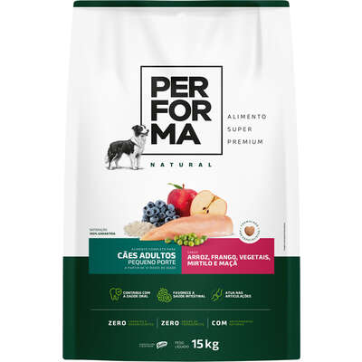 Ração Seca Performa Natural para Cães Adultos Raças Pequenas sabor Frango e Vegetais