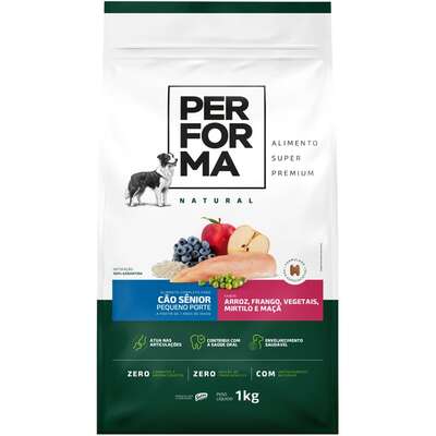 Ração Seca Performa Natural para Cães Sênior Raças Pequenas sabor Frango e Vegetais