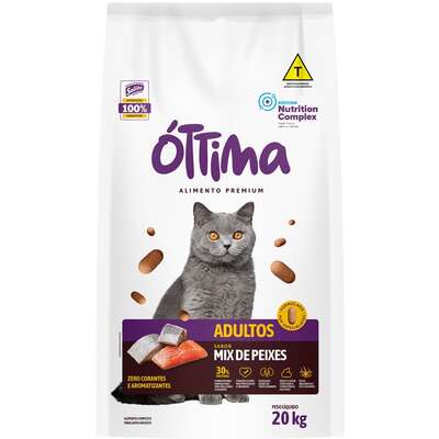 Ração Seca Óttima Premium para Gatos Adultos sabor Peixe