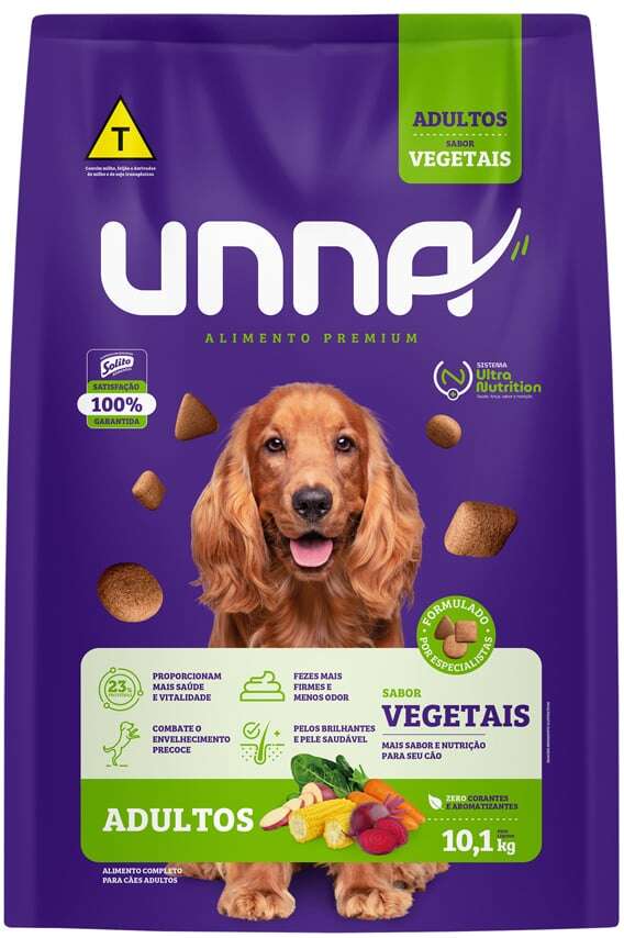 Ração Seca Unna Premium para Cães Adultos sabor Vegetais - 10,1Kg