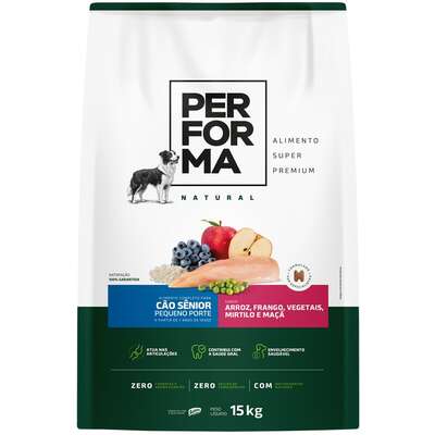 Ração Seca Performa Natural para Cães Sênior Raças Pequenas sabor Frango e Vegetais