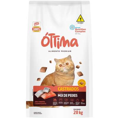 Ração Seca Óttima Premium para Gatos Castrados sabor Peixe