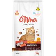 Ração Seca Óttima Premium para Gatos Castrados sabor Peixe - 20Kg