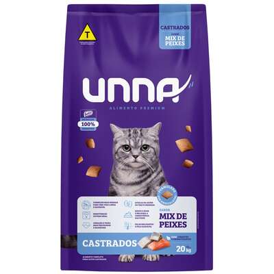 Ração Seca Unna Premium para Gatos Castrados sabor Peixe