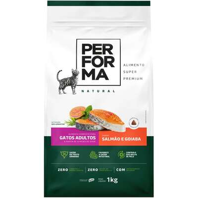 Ração Seca Performa Natural para Gatos Adultos sabor Peixe e Goiaba