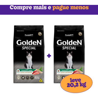 Ração Seca GoldeN Special Frango e Carne para Gatos Castrados