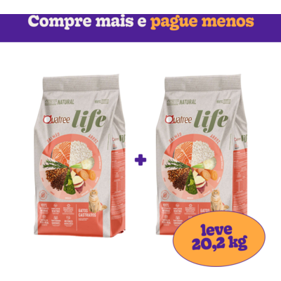 Ração Seca Quatree Life Salmão e Arroz Gatos Castrados