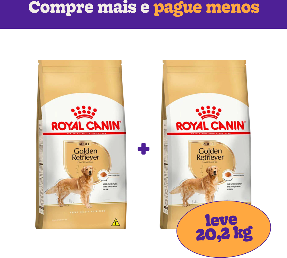 Ração Royal Canin para Cães Adultos da Raça Golden Retriever - 20,2Kg