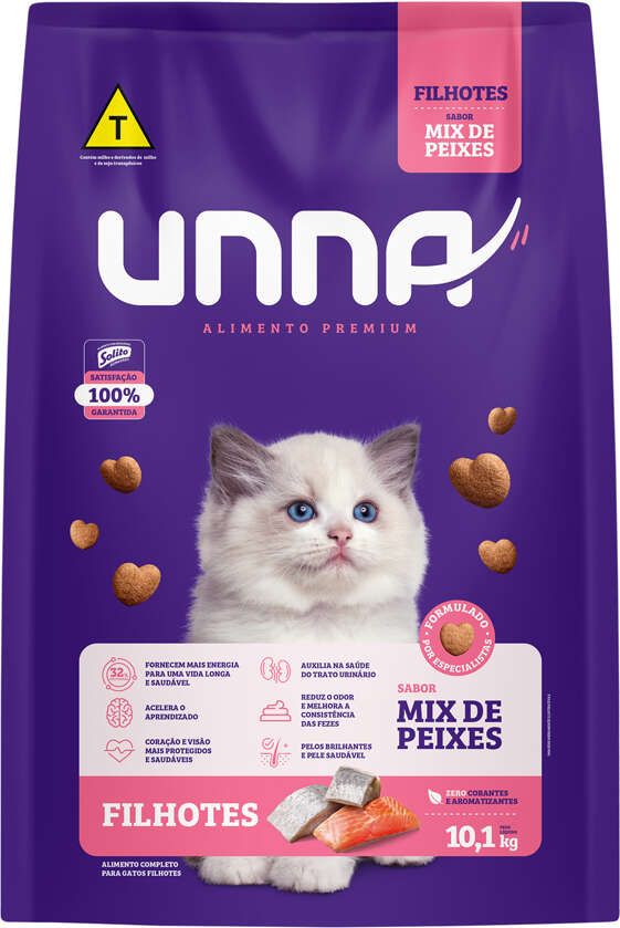 Ração Seca Unna Premium para Gatos Filhotes sabor Peixe - 10,1Kg