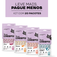 Kit Petisco Cremoso True Creamy Sabores Variados para Gatos - 20 Pacotes (100 Unidades)