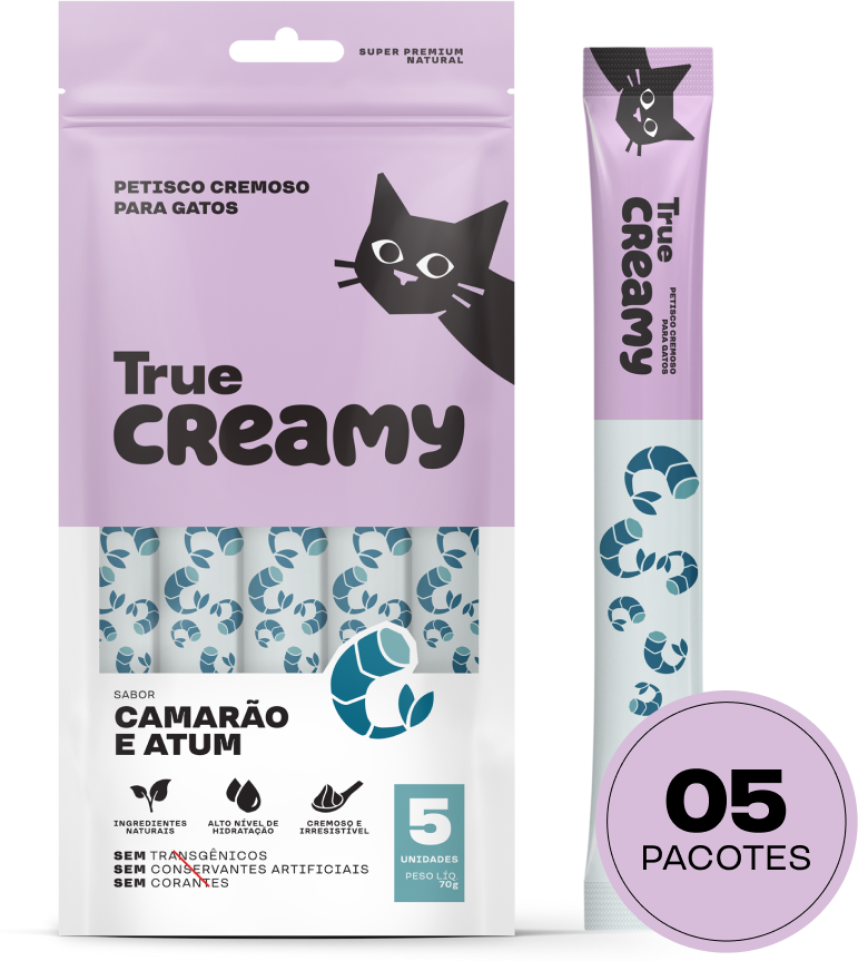 Kit Petisco Cremoso True Creamy Sabores Variados para Gatos - 20 Pacotes (100 Unidades)