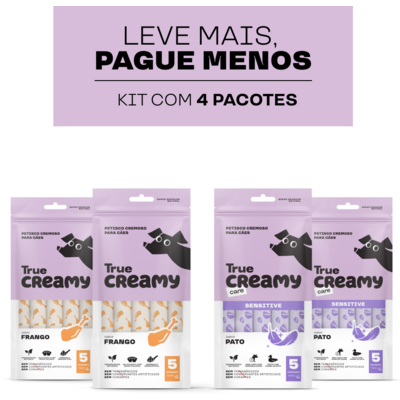 Kit Petisco Cremoso True Creamy Sabores Variados para Cães”