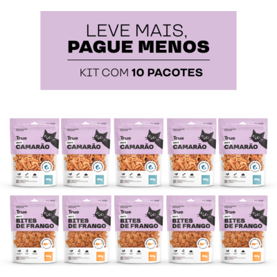 Kit Petisco Natural True Meats Mix Camarão e Bites de Frango para Gatos