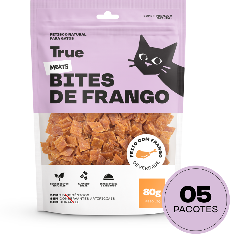Kit Petisco Natural True Meats Mix Camarão e Bites de Frango para Gatos - 10 pacotes