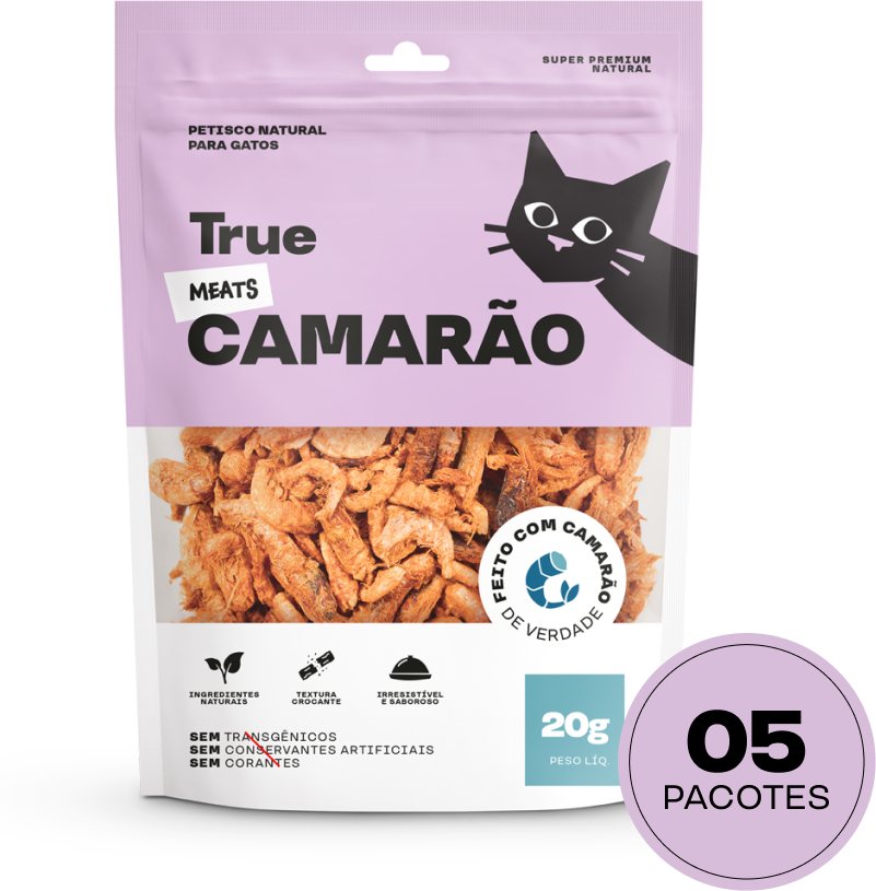 Kit Petisco Natural True Meats Mix Camarão e Bites de Frango para Gatos - 10 pacotes