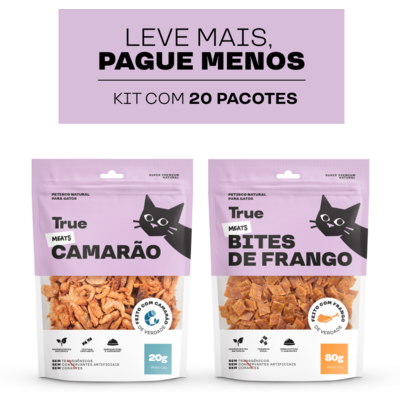 Kit Petisco Natural True Meats Mix Camarão e Bites de Frango para Gatos