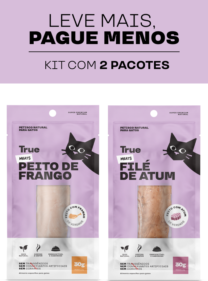 Kit True Meats Mix File de Atum e Peito de Frango para Gatos - 2 pacotes