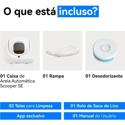 Kit Caixa de Areia Automática e Rampa Catlink para gatos - Tam. Único