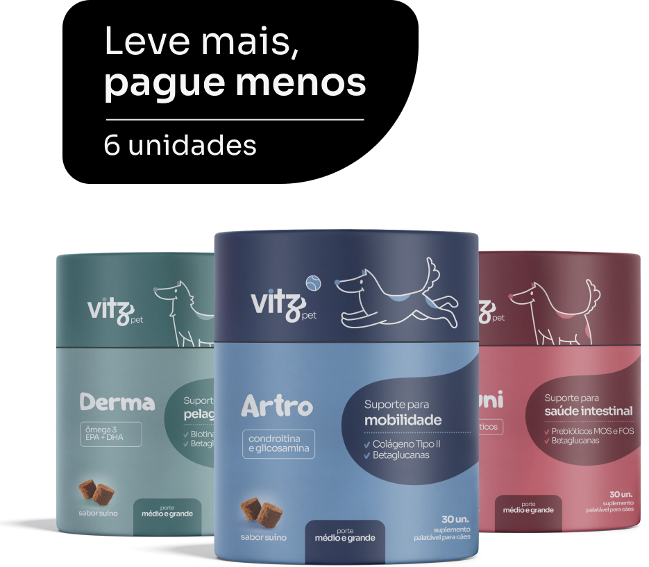 Kit Suplemento Palatavel Vitz Pet para Cães de Porte Médio e Grande - 6 unidades