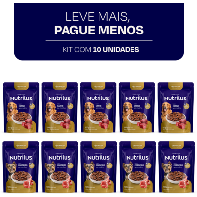 Kit Ração Úmida Nutrilus Sabores Variados para Cães Adultos 100 g