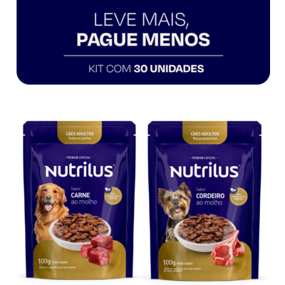 Kit Ração Úmida Nutrilus Sabores Variados para Cães Adultos 100 g