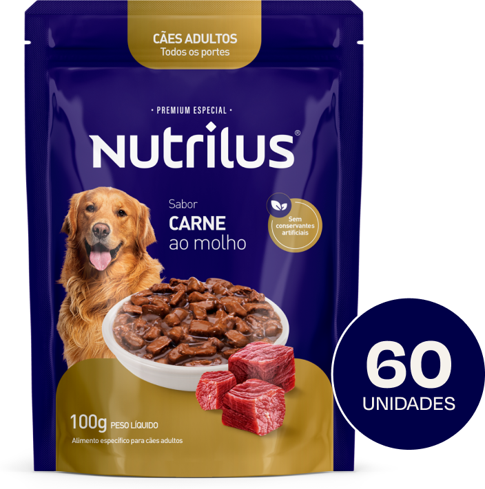 Kit Ração Úmida Nutrilus Sabores Variados para Cães Adultos 100 g - 120 unidades