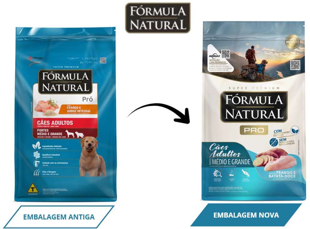 Ração Seca Fórmula Natural Pró Frango e Batata Doce para Cães Adultos de porte Médio e Grande - 20Kg