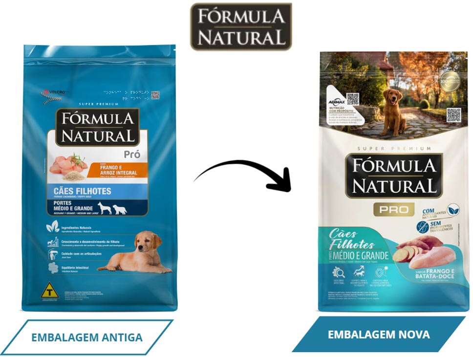 Ração Fórmula Natural Pró Super Premium Sabor Frango e Batata Doce para Cães Filhotes Raças Médias e Grandes - 2,5Kg