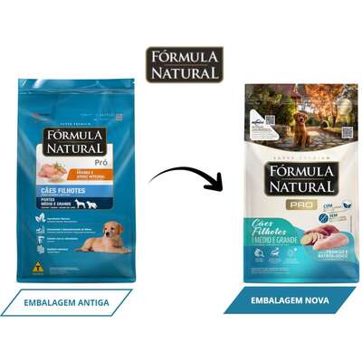 Ração Fórmula Natural Pró Super Premium Sabor Frango e Batata Doce para Cães Filhotes Raças Médias e Grandes