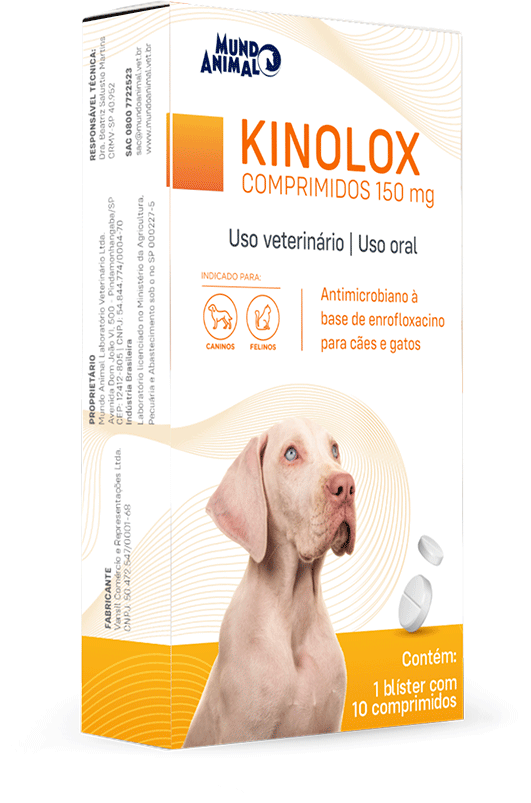 Antimicrobiano Mundo Animal Kinolox 150 mg para Cães e Gatos - 10 Comprimidos
