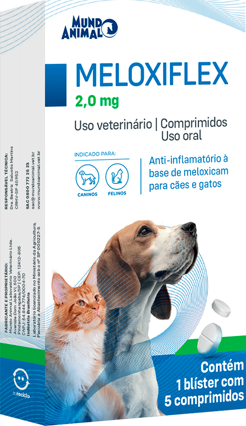 Anti-inflamatório Mundo Animal Meloxiflex 2 mg para Cães e Gatos - 5 Comprimidos