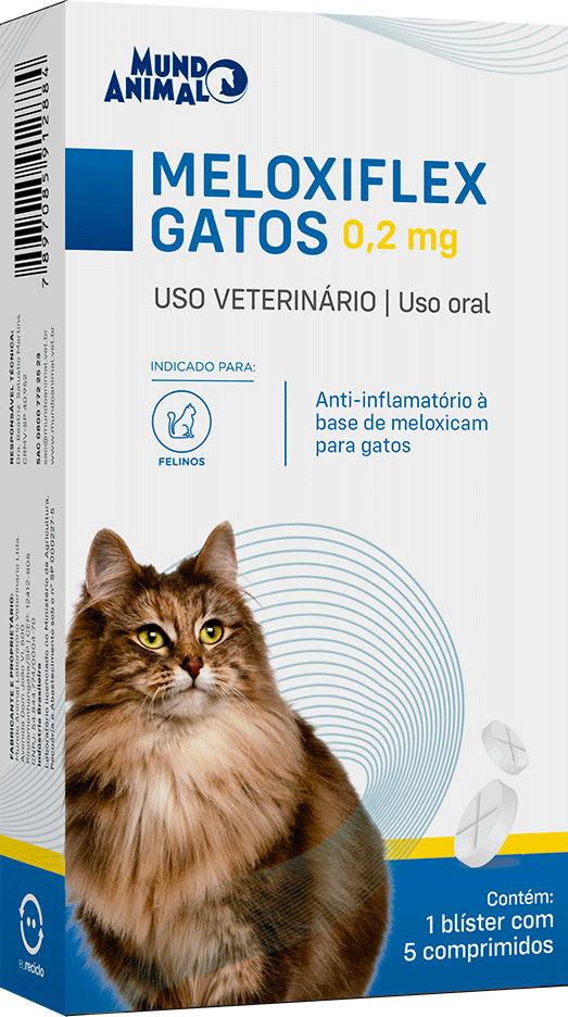 Anti-inflamatório Mundo Animal Meloxiflex 0,2 mg para Gatos - 5 Comprimidos