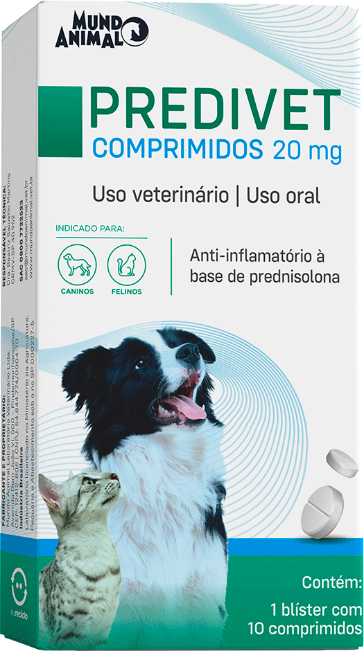 Anti-inflamatório Mundo Animal Predivet 20 mg para Cães e Gatos - 10 Comprimidos