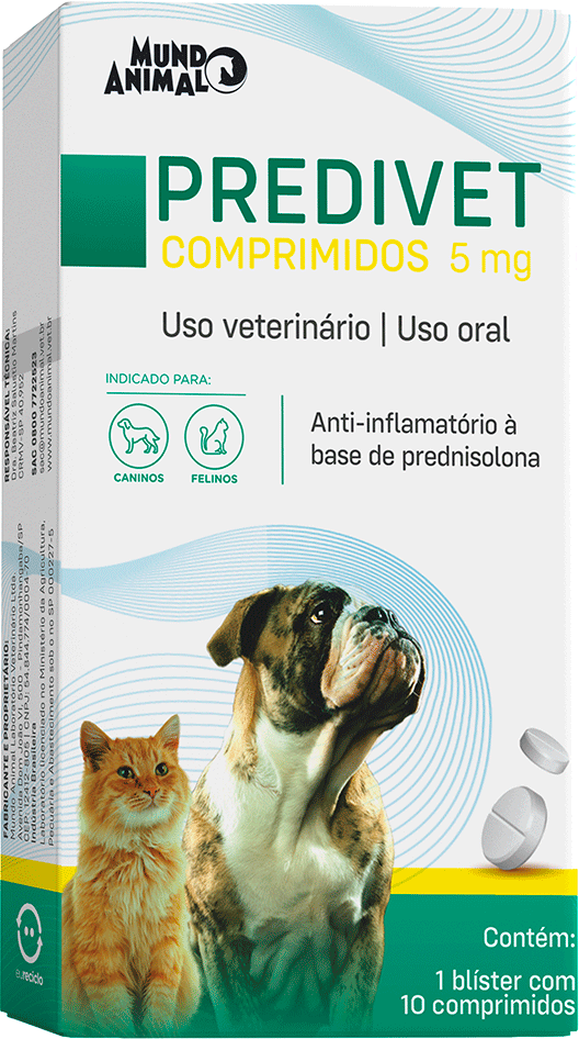 Anti-inflamatório Mundo Animal Predivet 5 mg para Cães e Gatos - 10 Comprimidos