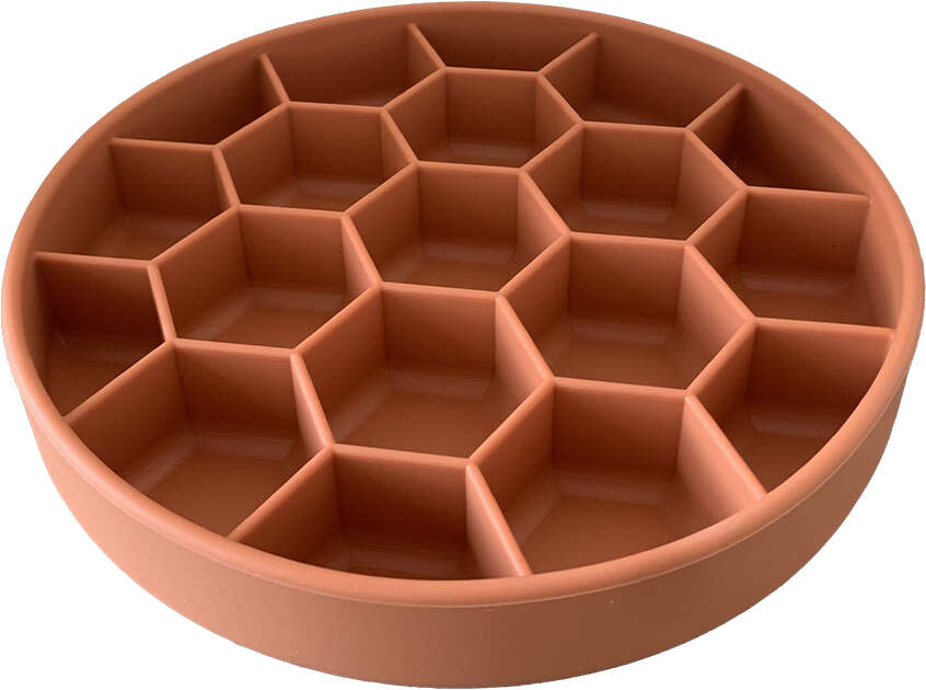 Comedouro Lento Meau Hexa Terracota Antiderrapante para Cães - Tam. G