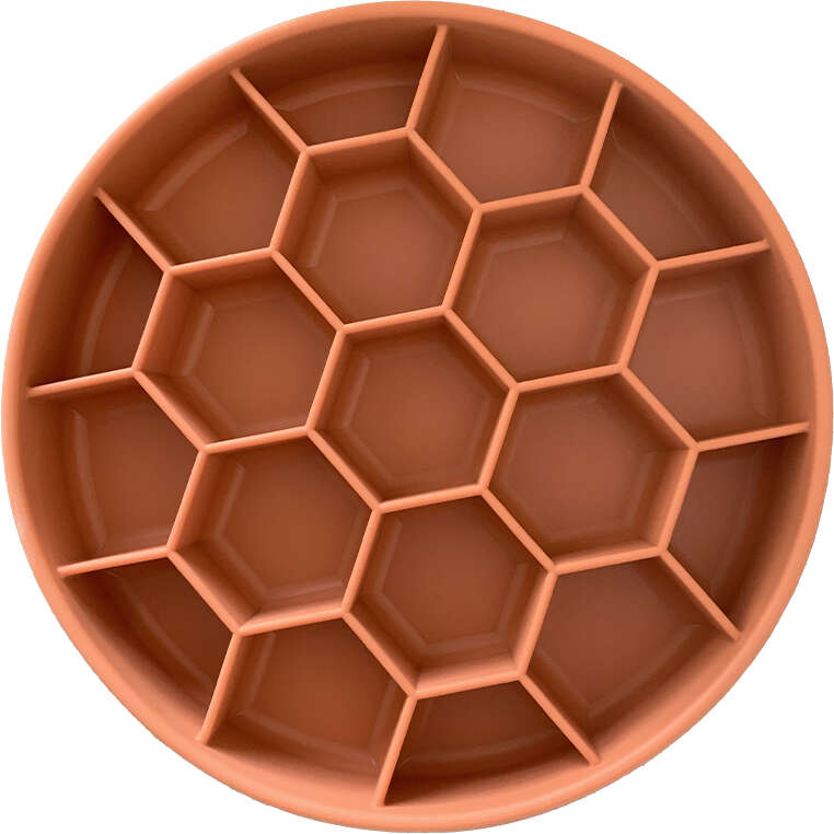Comedouro Lento Meau Hexa Terracota Antiderrapante para Cães - Tam. G