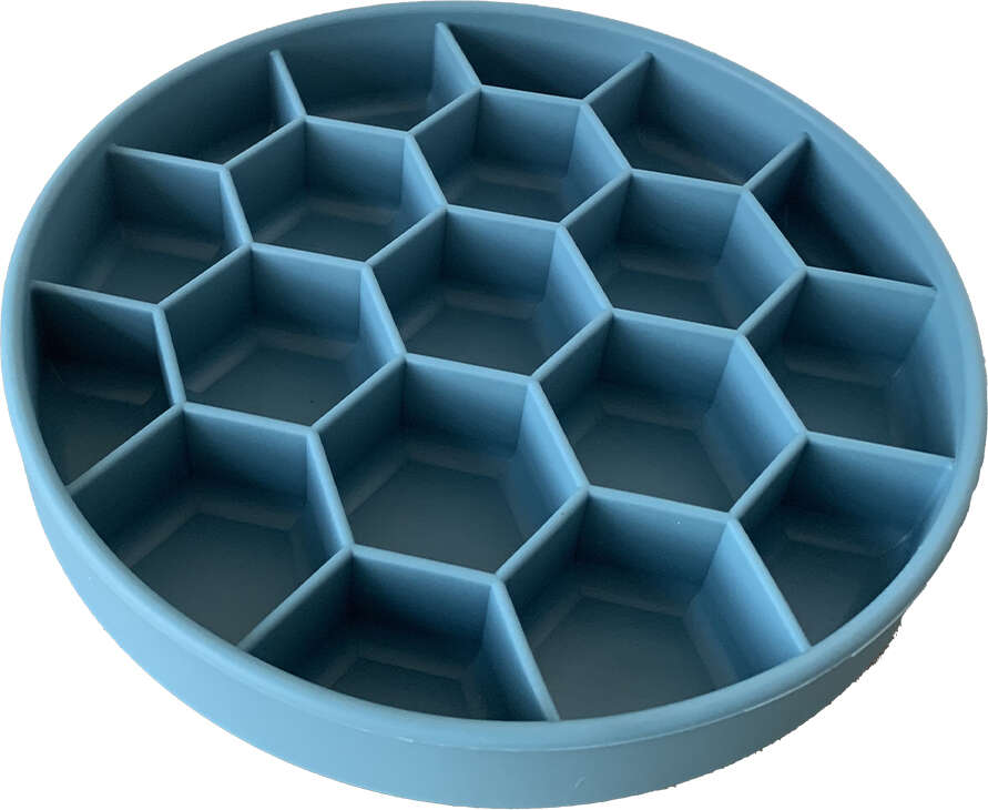 Comedouro Lento Meau Hexa Azul Petróleo Antiderrapante para Cães - Tam. G