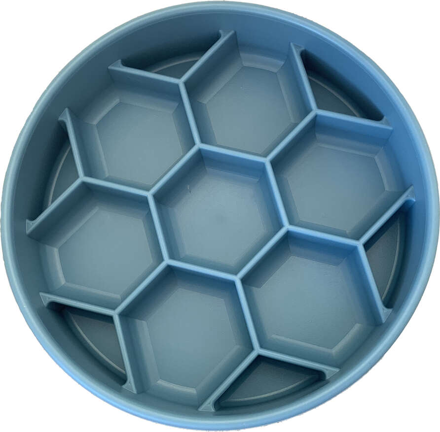 Comedouro Lento Meau Hexa Azul Petróleo Antiderrapante para Cães - Tam. G