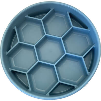 Comedouro Lento Meau Hexa Azul Petróleo Antiderrapante para Cães