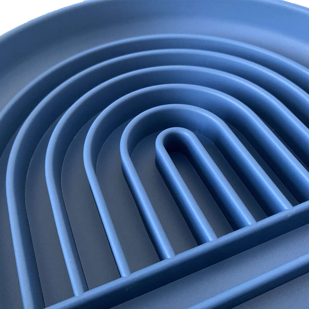 Comedouro Lento Meau Labirinto Azul Marinho Antiderrapante para Cães - Tam. Único