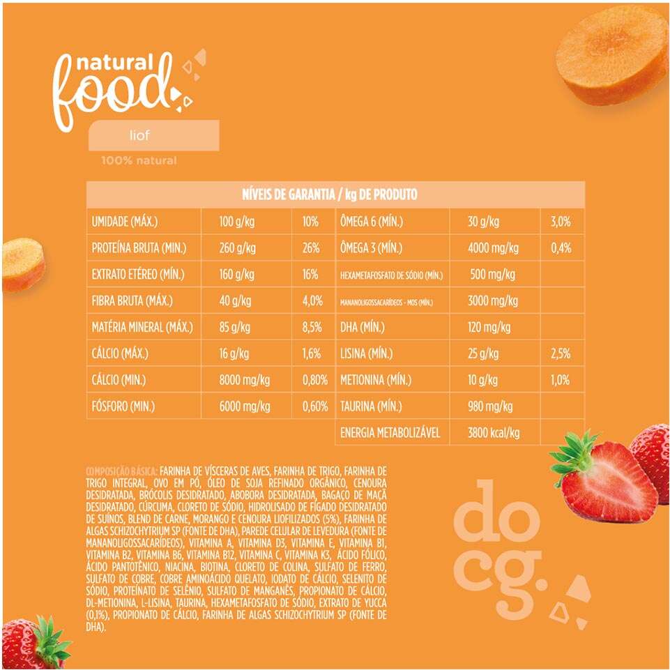 Ração Seca Doc.g Natural Food Liof Carne para Cães - 5Kg