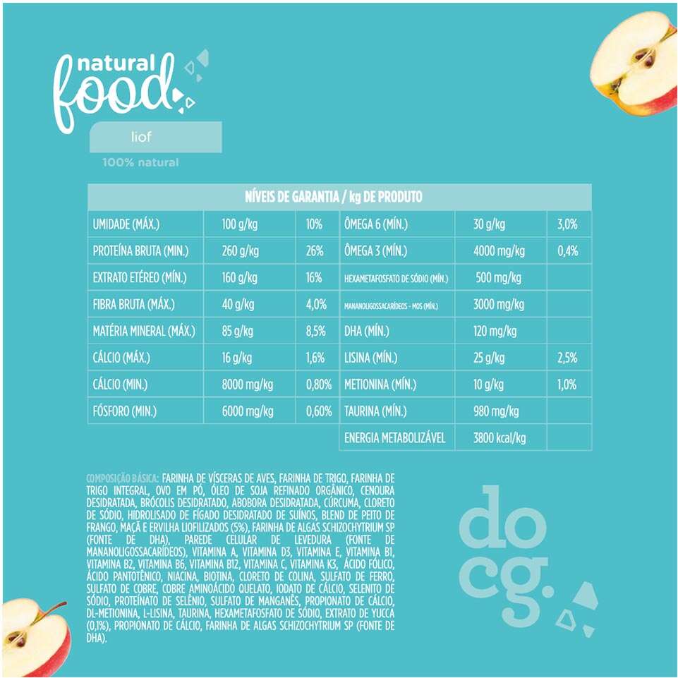 Ração Seca Doc.g Natural Food Liof Frango para Cães - 900 g