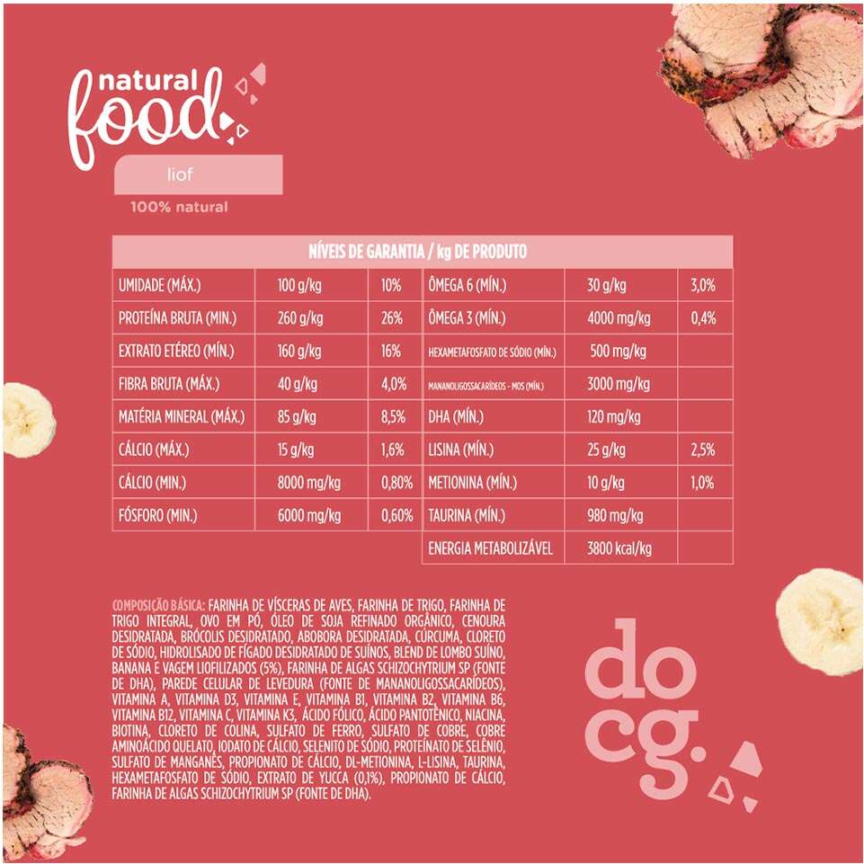 Ração Seca Doc.g Natural Food Liof Lombo para Cães - 5Kg