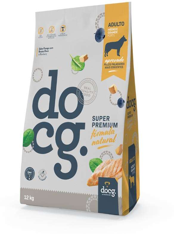 Ração Seca docg. Frango com Batata Doce para Cães Adultos Médio e Grande Porte - 12Kg