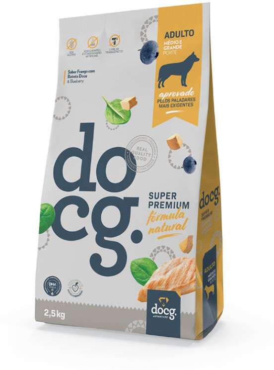 Ração Seca docg. Frango com Batata Doce para Cães Adultos Médio e Grande Porte - 2,5Kg