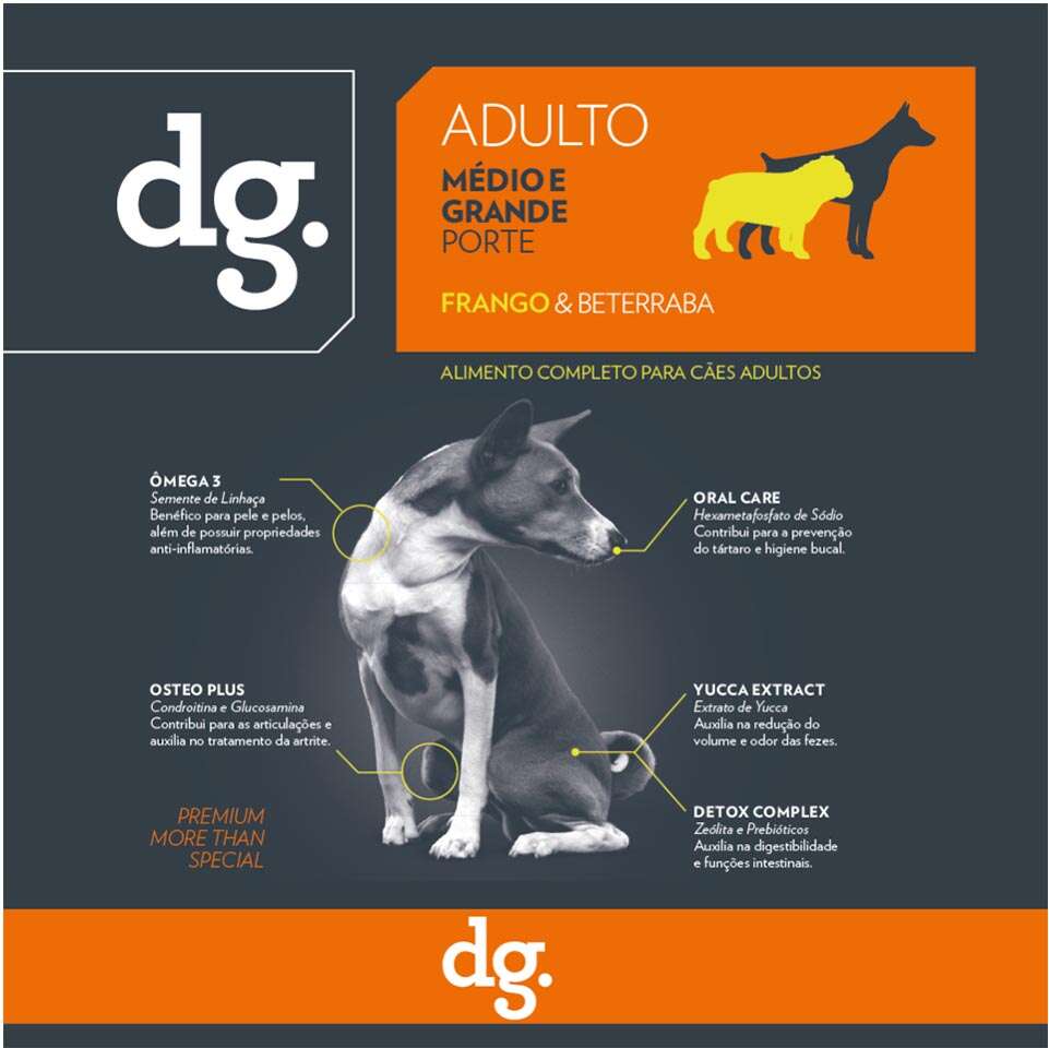Ração Seca dg. Frango e Beterraba para Cães Adultos Médio e Grande Porte - 15Kg