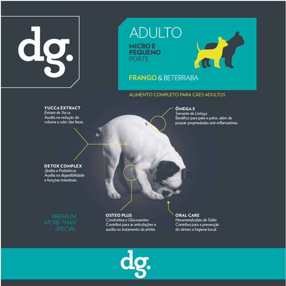 Ração Seca dg. Frango e Beterraba para Cães Adultos Micro e Pequeno Porte - 15Kg